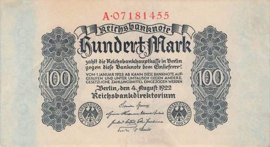 100 Mark 1922 ro.72 A